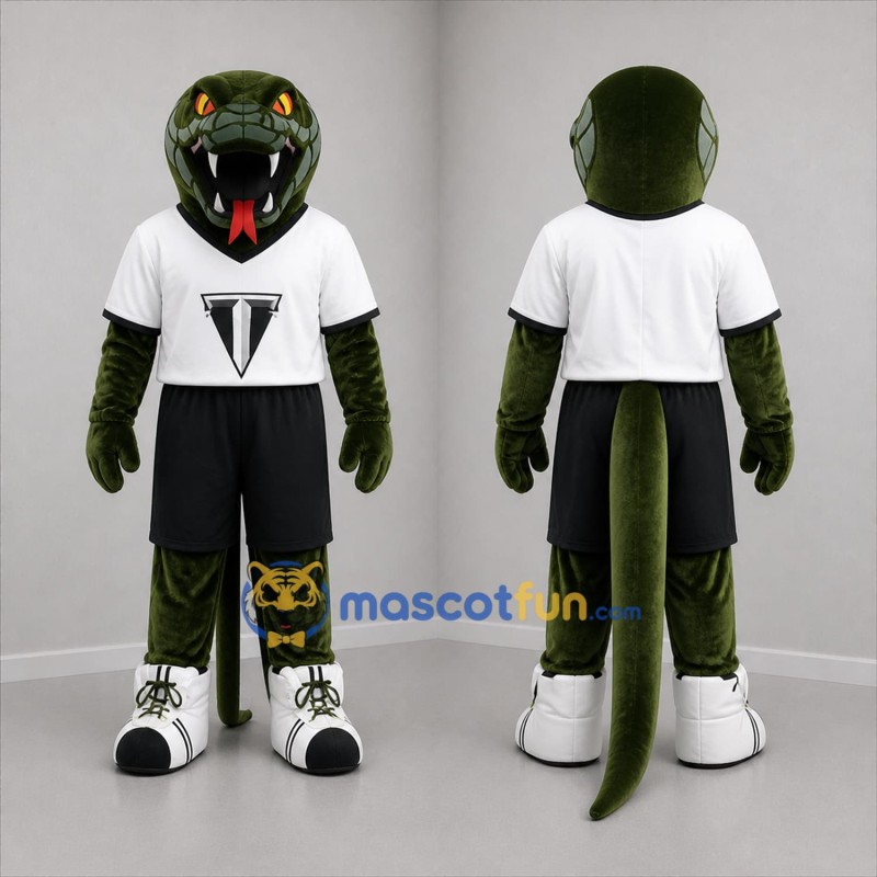 Custom Dark Green and White Snake Mascot Costume Adult Full Body Suit for Sports Events