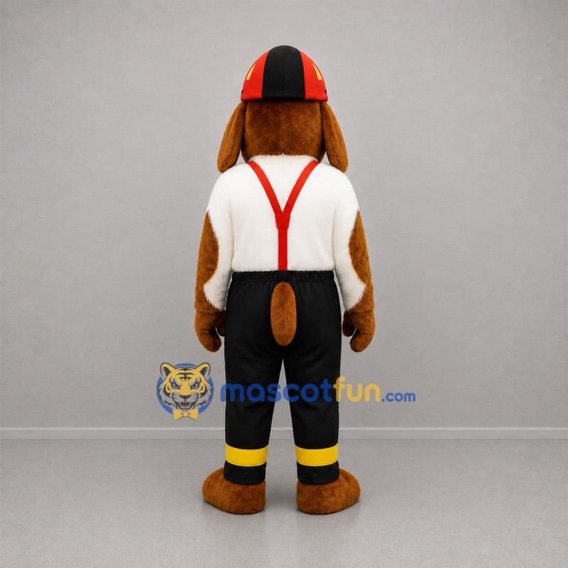 Custom Brown White and Black Firefighter Dog Mascot Costume Adult Full Body Suit for Fire Safety Events