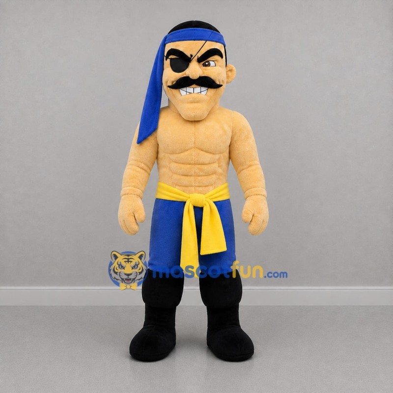 Custom Blue and Yellow Pirate Mascot Costume Adult Full Body Suit for Costume Parties