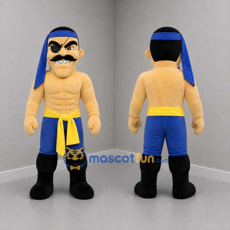 Custom Blue and Yellow Pirate Mascot Costume Adult Full Body Suit for Costume Parties