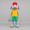 Custom Gray Yellow and Green Rabbit Mascot Costume Adult Full Body Suit for Children's Events