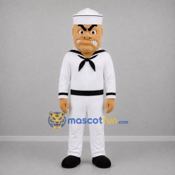 Custom White and Black Sailor Mascot Costume Adult Full Body Suit for Nautical Events