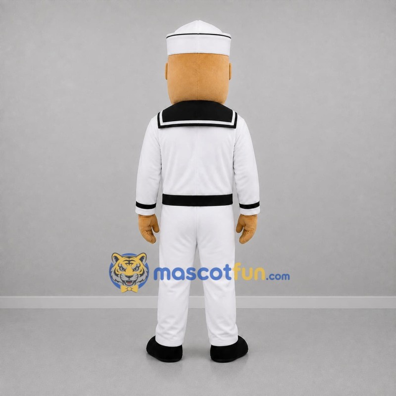 Custom White and Black Sailor Mascot Costume Adult Full Body Suit for Nautical Events