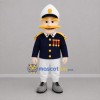 Custom Navy Blue White and Gold Naval Officer Mascot Costume Adult Full Body Suit for Nautical Events