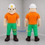 Custom Orange and Green Construction Worker Mascot Costume Adult Full Body Suit for Community Events