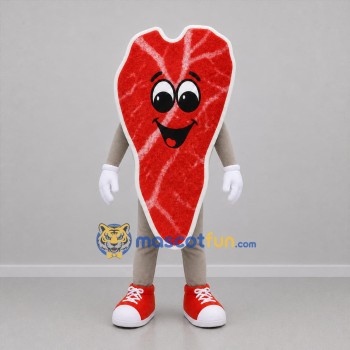 Custom Red and White Steak Mascot Costume Adult Full Body Suit for Food Promotions