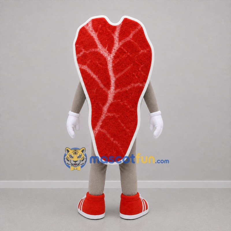 Custom Red and White Steak Mascot Costume Adult Full Body Suit for Food Promotions