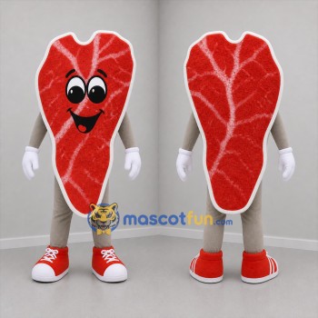 Custom Red and White Steak Mascot Costume Adult Full Body Suit for Food Promotions