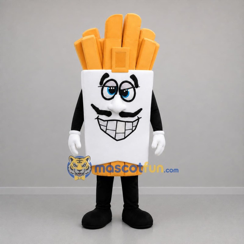 Custom Golden Yellow and White French Fries Mascot Costume Adult Full Body Suit for Food Promotions