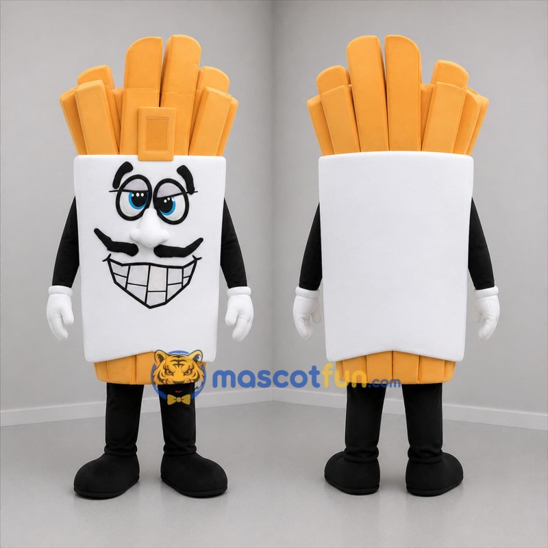Custom Golden Yellow and White French Fries Mascot Costume Adult Full Body Suit for Food Promotions