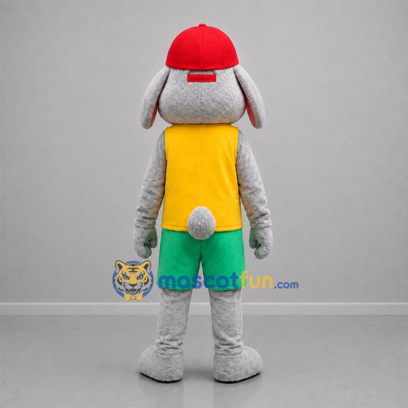 Custom Gray Yellow and Green Rabbit Mascot Costume Adult Full Body Suit for Easter Events