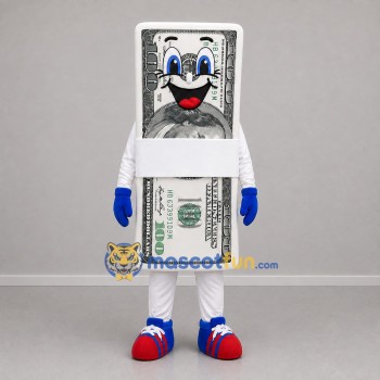 Custom Green and White Money Bundle Mascot Costume Adult Full Body Suit for Financial Education Events
