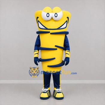 Custom Yellow and Navy Blue Tornado Mascot Costume Adult Full Body Suit for Science Events