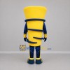 Custom Yellow and Navy Blue Tornado Mascot Costume Adult Full Body Suit for Science Events