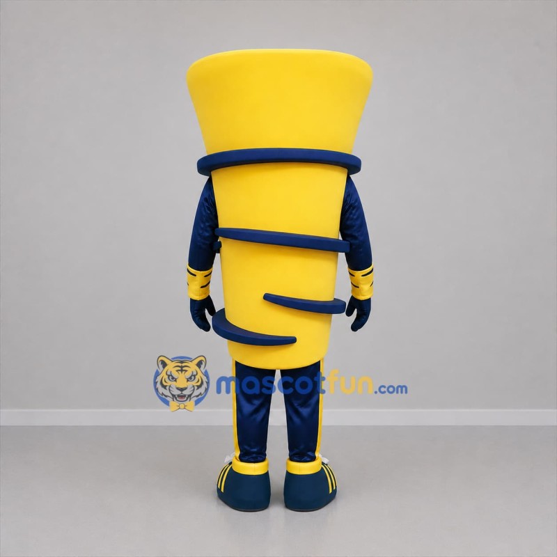 Custom Yellow and Navy Blue Tornado Mascot Costume Adult Full Body Suit for Science Events