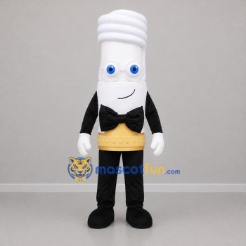 Custom White and Gold Light Bulb Mascot Costume Adult Full Body Suit for Energy Awareness Events