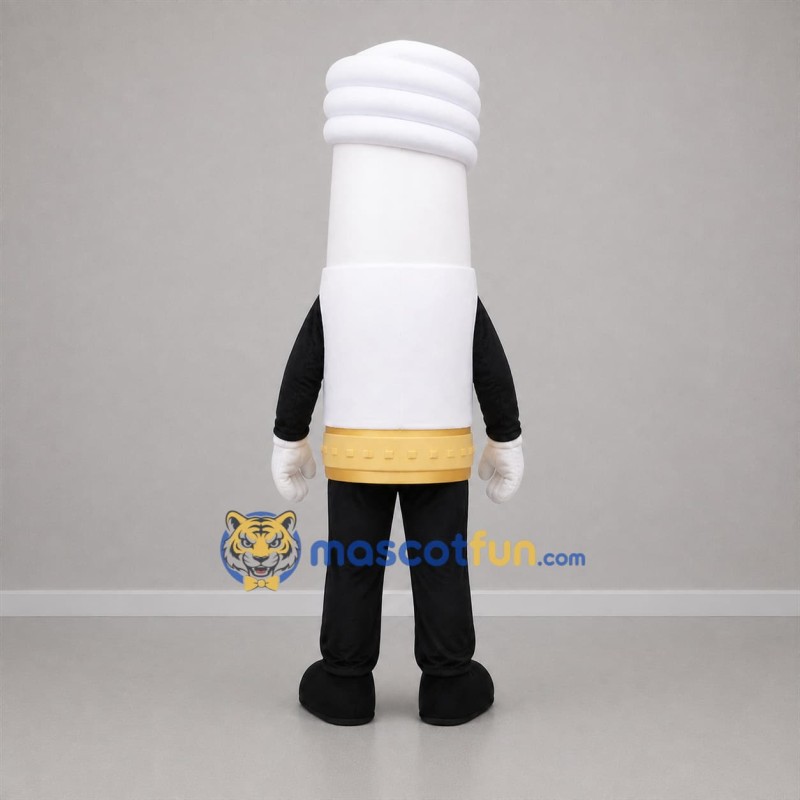 Custom White and Gold Light Bulb Mascot Costume Adult Full Body Suit for Energy Awareness Events