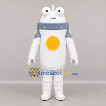 Custom White Gray and Yellow Robot Mascot Costume Adult Full Body Suit for Science Events