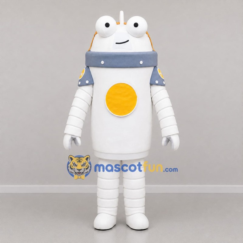 Custom White Gray and Yellow Robot Mascot Costume Adult Full Body Suit for Science Events
