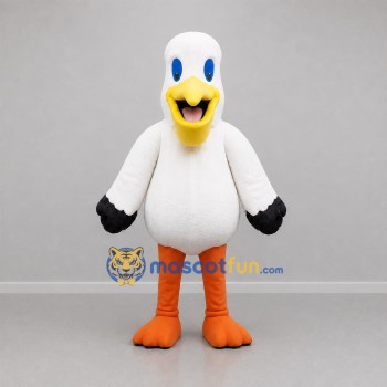 Custom White and Yellow Seabird Mascot Costume Adult Full Body Suit for Beach Events