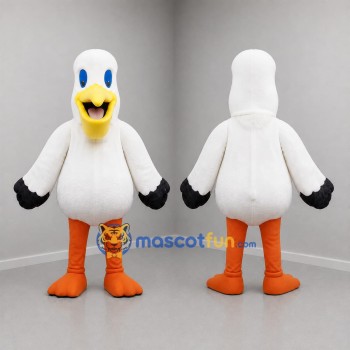 Custom White and Yellow Seabird Mascot Costume Adult Full Body Suit for Beach Events