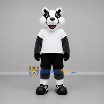 Custom Gray Black and White Badger Mascot Costume Adult Full Body Suit for Sports Events
