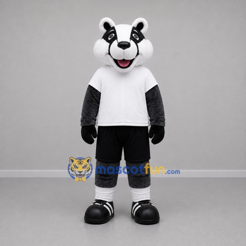 Custom Gray Black and White Badger Mascot Costume Adult Full Body Suit for Sports Events