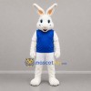 Custom White and Blue Rabbit Mascot Costume Adult Full Body Suit for Sports Events