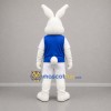 Custom White and Blue Rabbit Mascot Costume Adult Full Body Suit for Sports Events