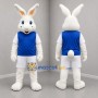 Custom White and Blue Rabbit Mascot Costume Adult Full Body Suit for Sports Events