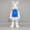 Custom White and Blue Rabbit Mascot Costume Adult Full Body Suit for Sports Events