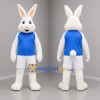 Custom White and Blue Rabbit Mascot Costume Adult Full Body Suit for Sports Events