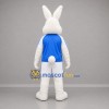 Custom White and Blue Rabbit Mascot Costume Adult Full Body Suit for Sports Events