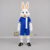 Custom White and Blue Rabbit Mascot Costume Adult Full Body Suit for School Events