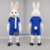 Custom White and Blue Rabbit Mascot Costume Adult Full Body Suit for School Events