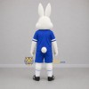 Custom White and Blue Rabbit Mascot Costume Adult Full Body Suit for School Events
