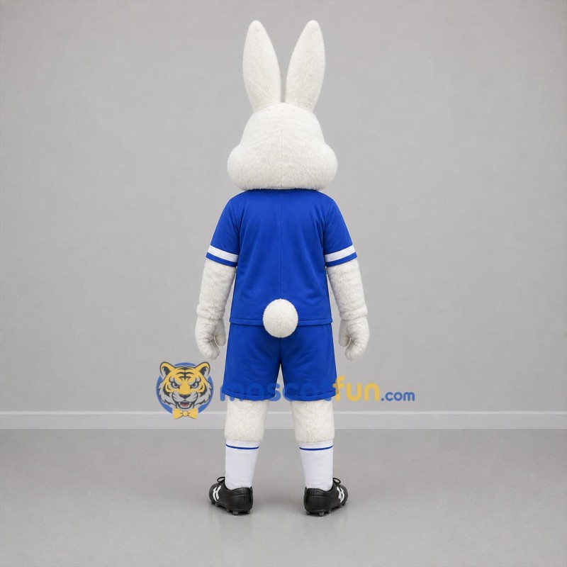 Custom White and Blue Rabbit Mascot Costume Adult Full Body Suit for School Events