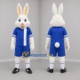 Custom White and Blue Rabbit Mascot Costume Adult Full Body Suit for School Events