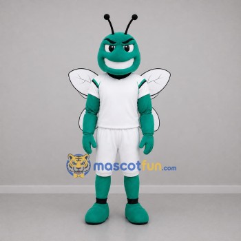 Custom Green and White Winged Insect Mascot Costume Adult Full Body Suit for Sports Events
