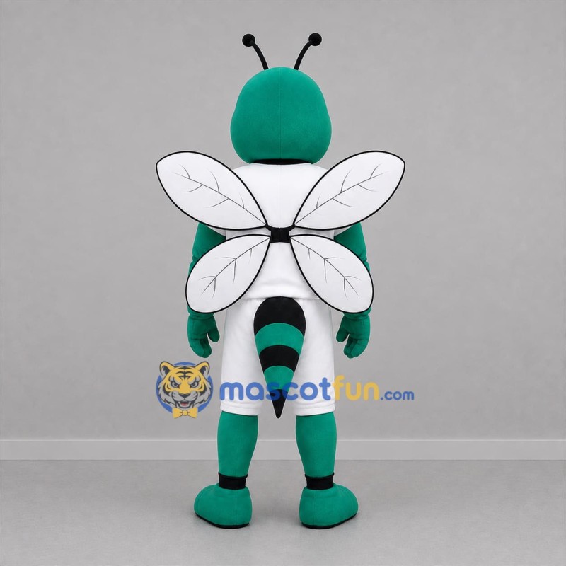 Custom Green and White Winged Insect Mascot Costume Adult Full Body Suit for Sports Events