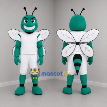 Custom Green and White Winged Insect Mascot Costume Adult Full Body Suit for Sports Events