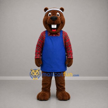 Custom Brown Red and Blue Beaver Mascot Costume Adult Full Body Suit for Community Events