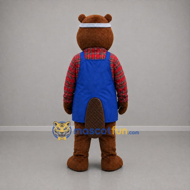 Custom Brown Red and Blue Beaver Mascot Costume Adult Full Body Suit for Community Events