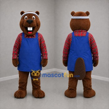 Custom Brown Red and Blue Beaver Mascot Costume Adult Full Body Suit for Community Events