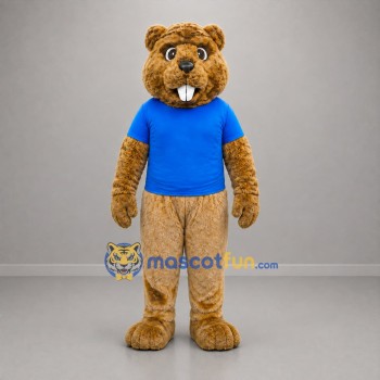 Custom Brown and Blue Rodent Mascot Costume Adult Full Body Suit for Nature Events