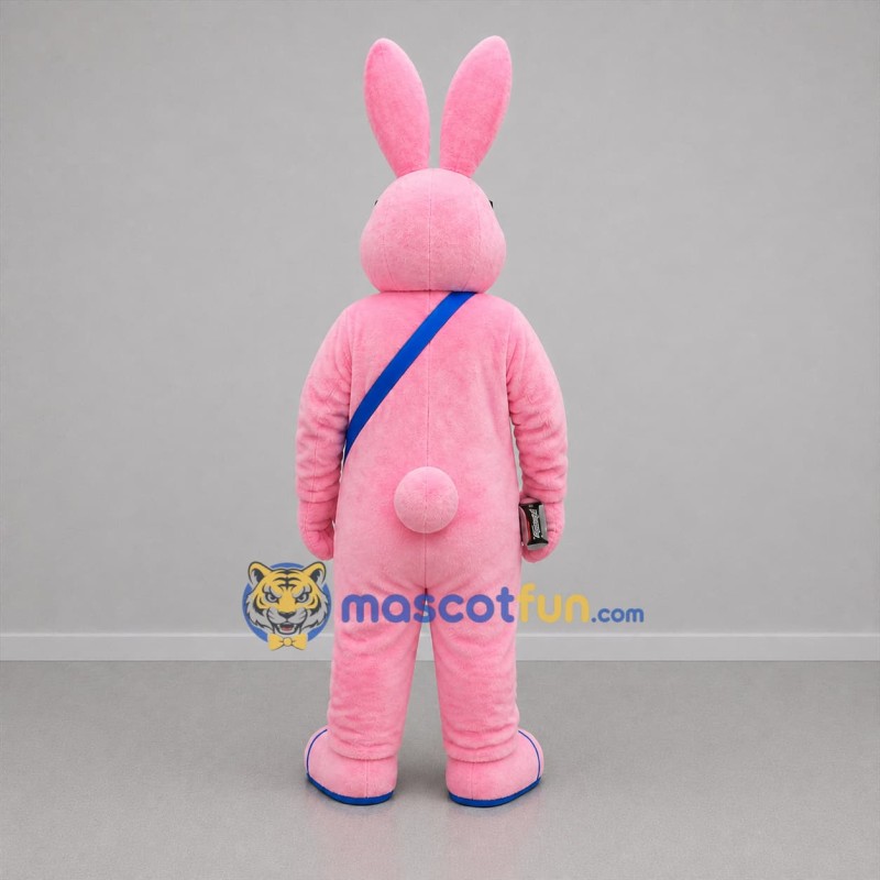 Custom Pink and White Drummer Rabbit Mascot Costume Adult Full Body Suit for Music Events