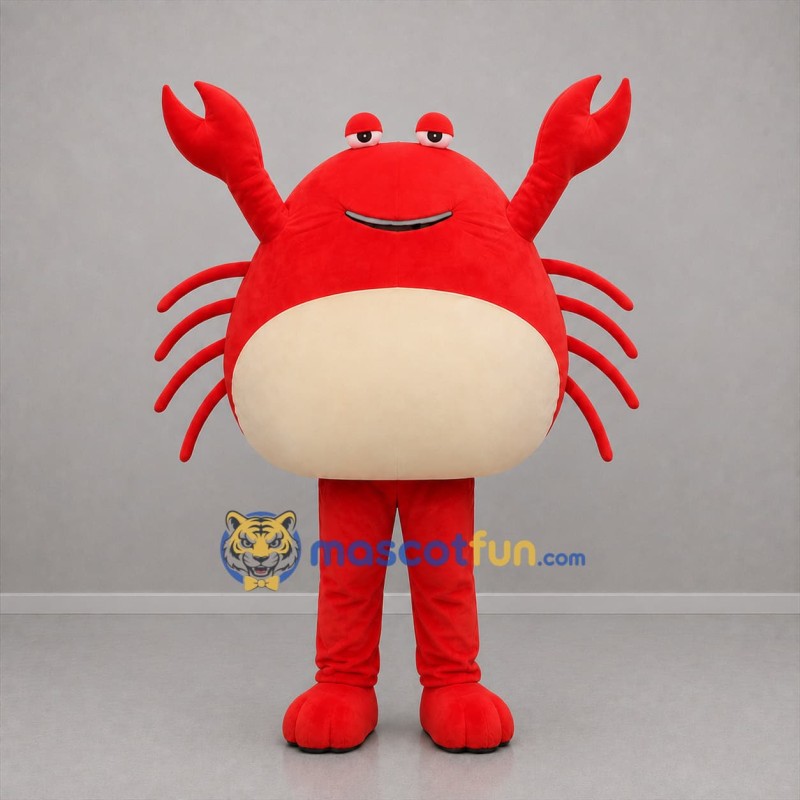Custom Red and Cream Crab Mascot Costume Adult Full Body Suit for Beach Events