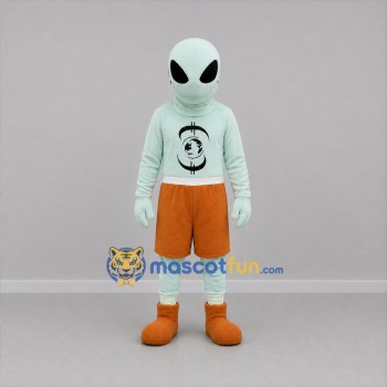 Custom Mint Green and Orange Alien Mascot Costume Adult Full Body Suit for Space Events