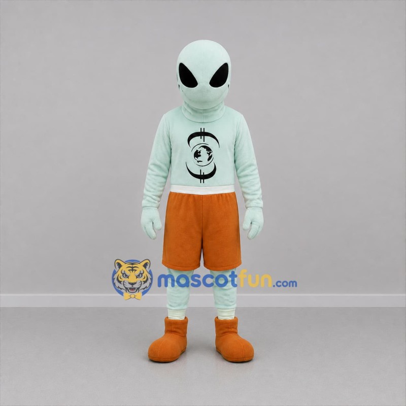 Custom Mint Green and Orange Alien Mascot Costume Adult Full Body Suit for Space Events