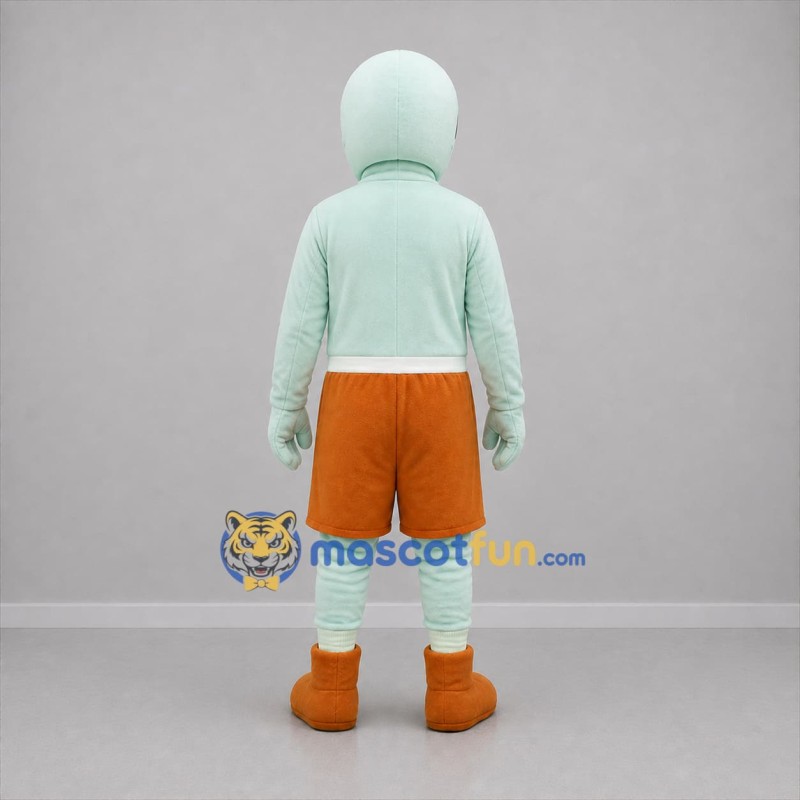 Custom Mint Green and Orange Alien Mascot Costume Adult Full Body Suit for Space Events